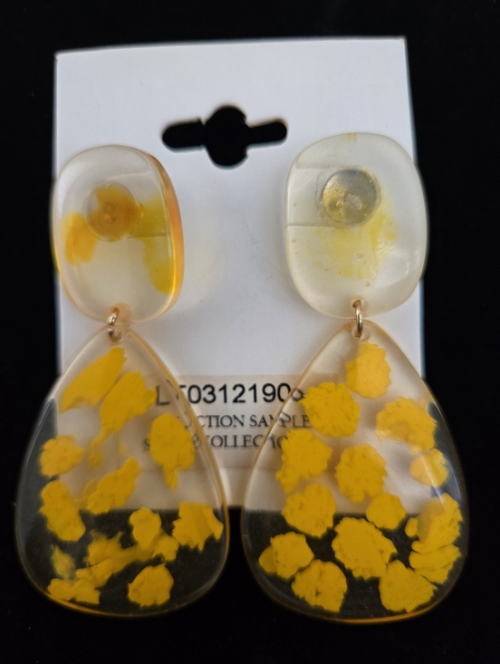 Jewelry - Yellow Floral Resin Drop Earrings - Women Jewelry